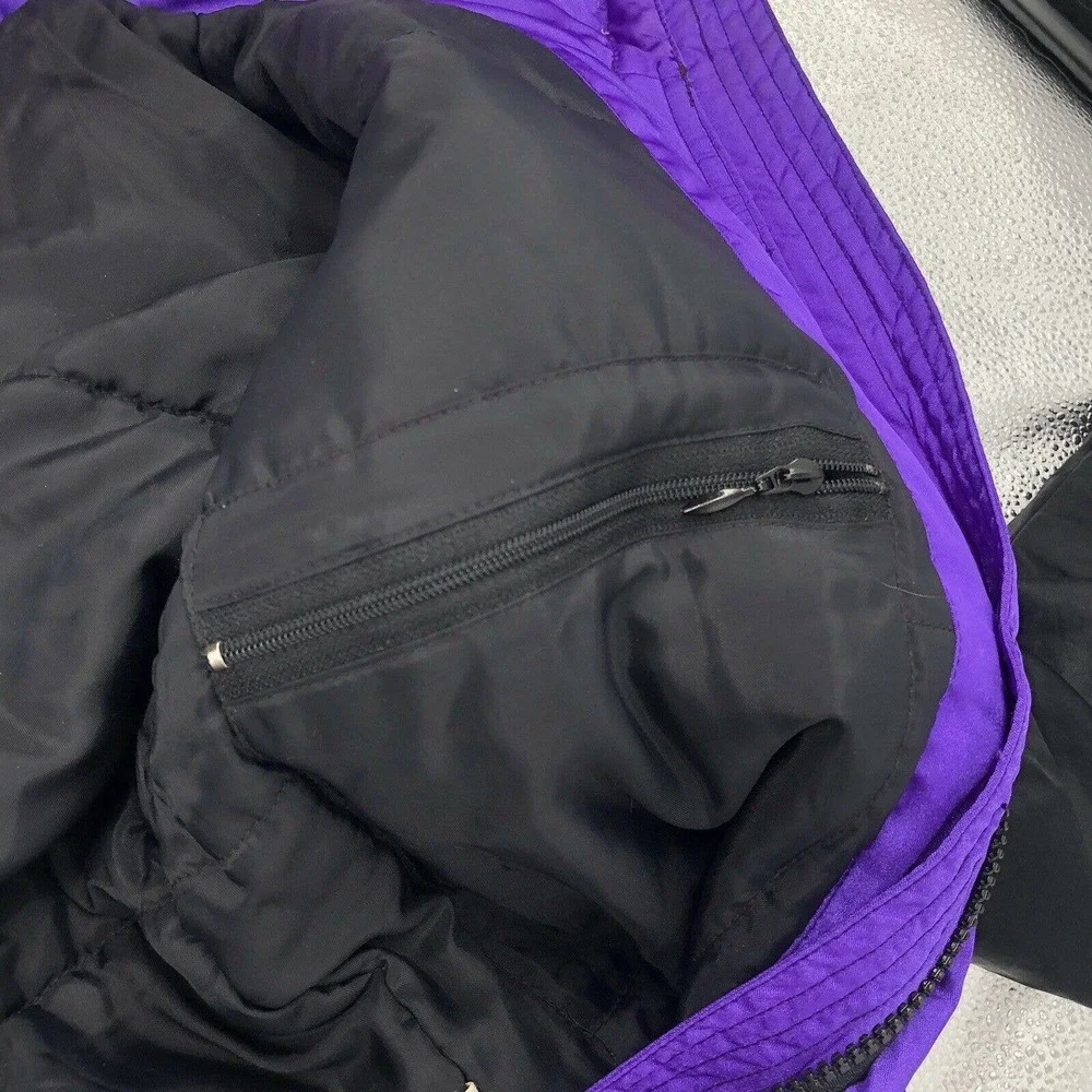 Vintage 80s Prima Womens Size M One Piece Snow Ski Suit Black Purple Hooded - Picture 11 of 12